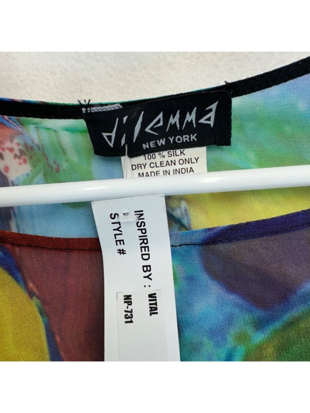 Dilemma New York Art to Wear Silk Poncho Rainbow Colorful Womens O/S Tassels - Picture 3 of 9